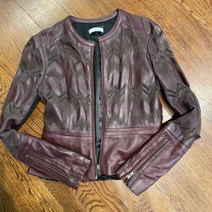 Parker Leather Jacket in Burgundy